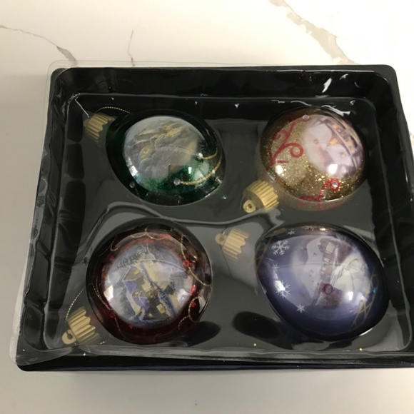 Bradford Exchange 4 Thomas Kinkade Christmas Light up luminary Ornaments NIB - Picture 4 of 10